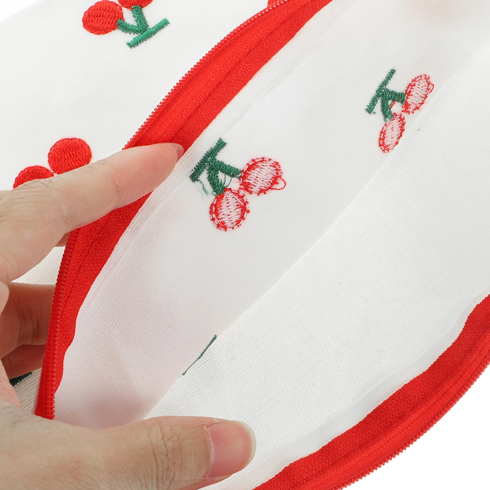 

Cherry Embroidery Makeup Bag Red Pattern Zipper Pouch Coin Organizer Travel Purse Portable Cosmetics Bag Storage For Women