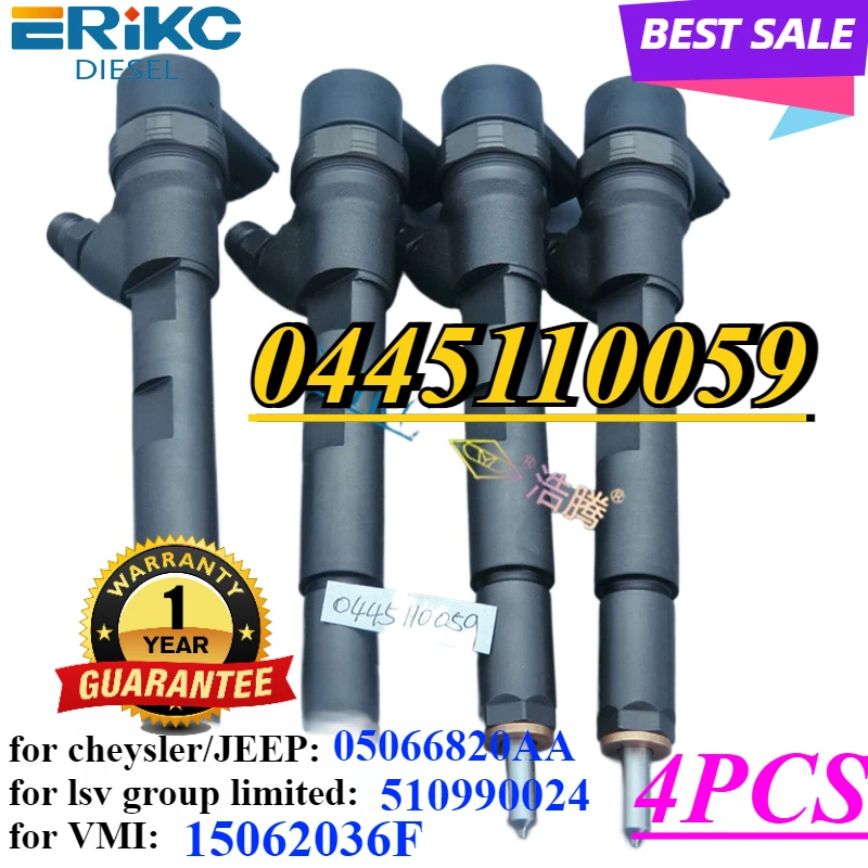 

4PC 0445110059 Diesel Injector 0 445 110 059 CR Fuel Sprayer Nozzle 0445 110 059 for CHRYSLER VOYAGER VMI 05066820AA