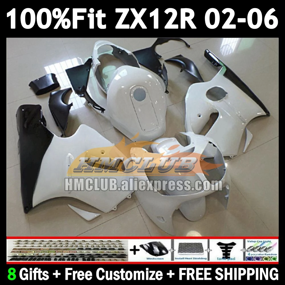 Injection For KAWASAKI NINJA ZX 12R 12 ZX-12R 2002 2003 2004 2005 2006 177No.17 black white 1200CC ZX12R 02 03 04 05 06 Fairing