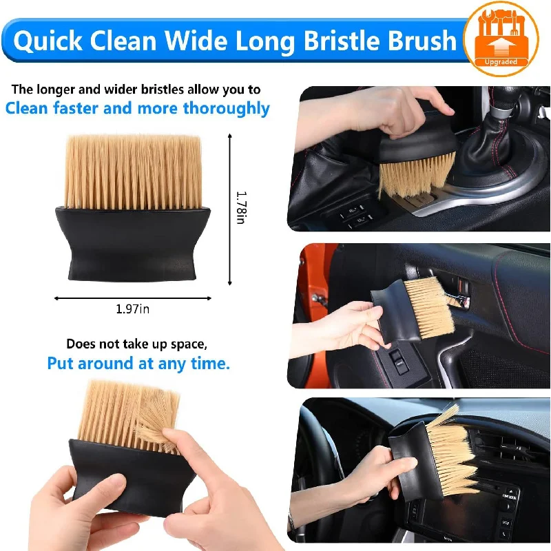 32Pcs Car Detailing Brush Set with Blue Wash Mitt & Vent Cleaner Kit for Auto Cleaning