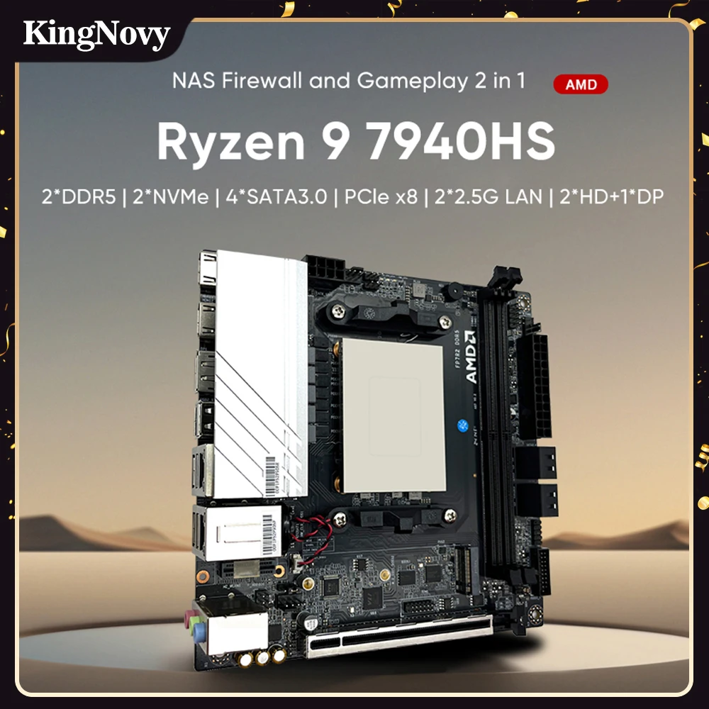 N17 NAS 마더보드 AMD Ryzen 9 7940HS 6900HX 2x NVMe 4xSATA3.0 1x PCIEx8 2xDDR5 2x2.5G LAN 17x17 R7 7840HS 게임용 ITX 메인보드