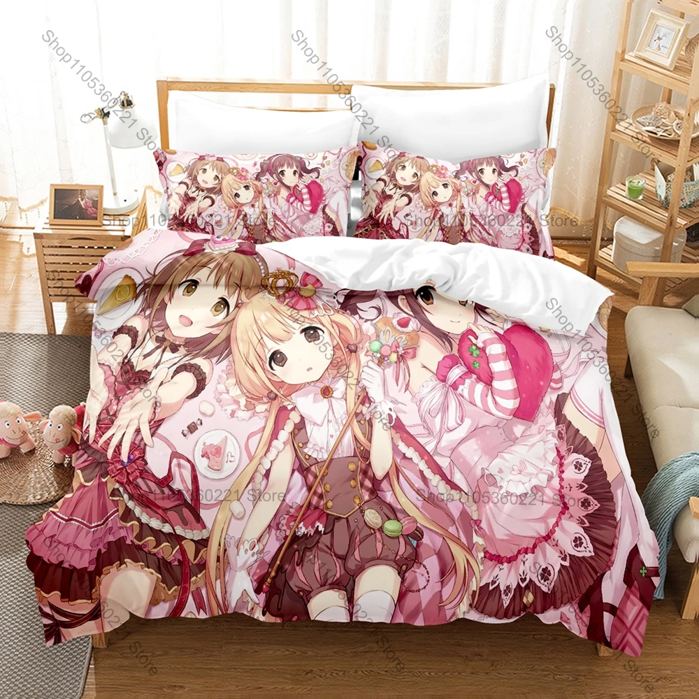 Cool Chieri Ogata THE IDOLM@STER Cinderella Girls Four Leaf Clover Duvet Cover Set 3PCS Bedding With 2 Pillowcases Cute Idol Fan