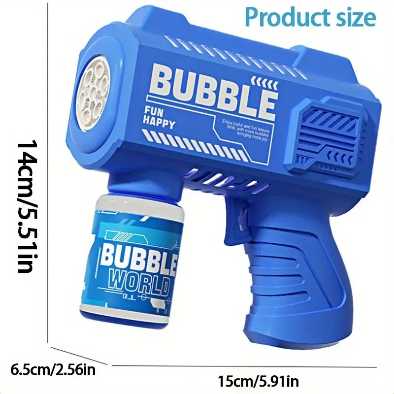Máquina de bolhas de brinquedo infantil totalmente automática com luz, pistola de bolhas portátil (excluindo bolhas líquidas/bactérias para ser preparadas