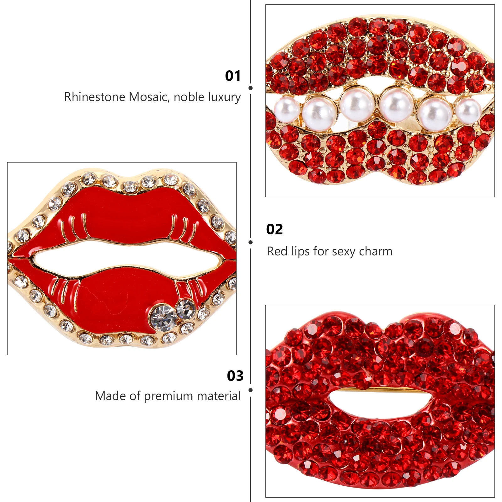 

7pcs Fashion Lip Shaped Brooch Pin Stylish Stainless Steel Breastpin For Women Cool Costume Accessories Chain Brooch Durable