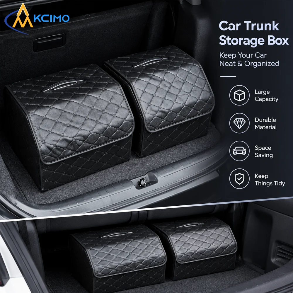 Foldable Car Trunk Storage Bin, Large Capacity Portable Vehicle Organizer Box, Collapsible Auto Cargo Storage Container