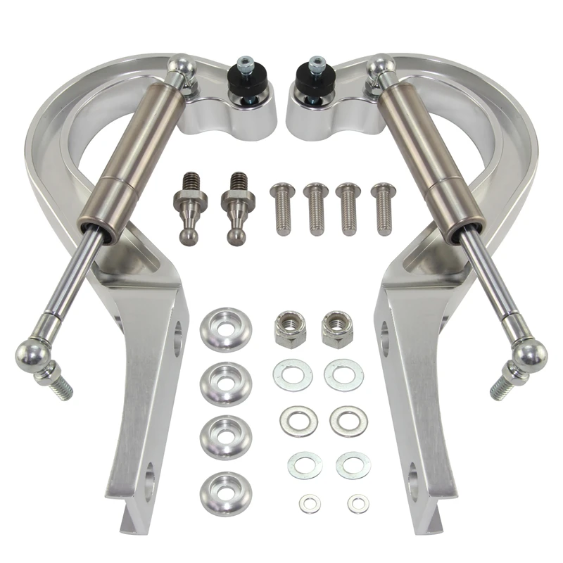 Left+Right Billet Aluminum Hood Hinge Kit For 1967-1969 Chevrolet Camaro Trunk CNC L6V8 3.8L 7.0L Engine Silver