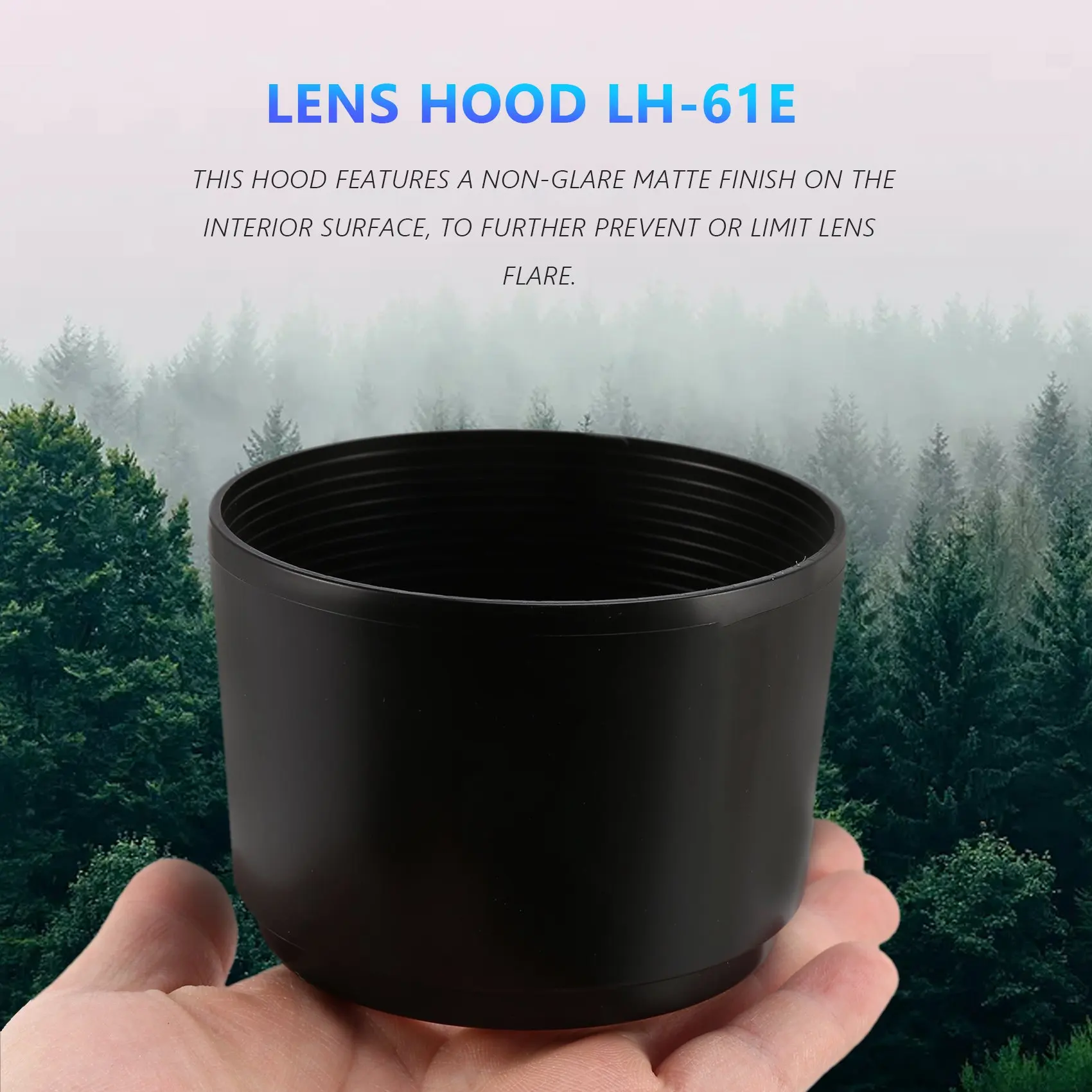 A26P Lens hood for Olympus M.ZUIKO ED 75-300mm f/4.8-6.7 LH-61E Black