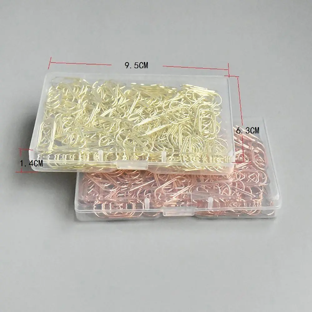 150Pcs New Office School Accessories Paper Clips Gold Rose Gold Color Heart Shape Binder Clip Metal Mini Clips Holder