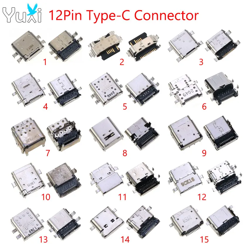 YuXi 1 Piece USB Charging Dock Port Connector 12pin Charger Jack Type C Socket Plug For Samsung Lenovo Asus HP Xiaomi Alcatel