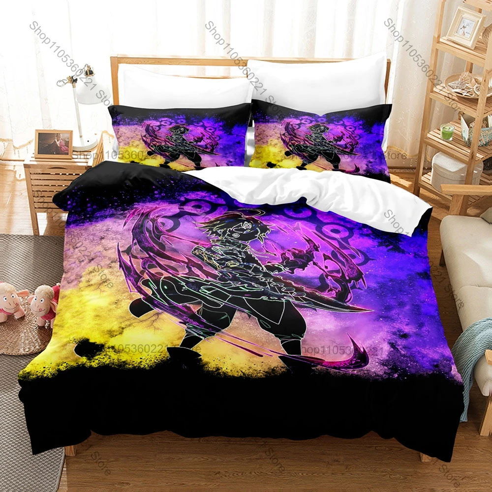 

Meliodas Elizabeth Ban Character Print 3 In 1 Quilt Cover Set With Two Pillowcases Fantasy Otaku Home Bedroom Decoration