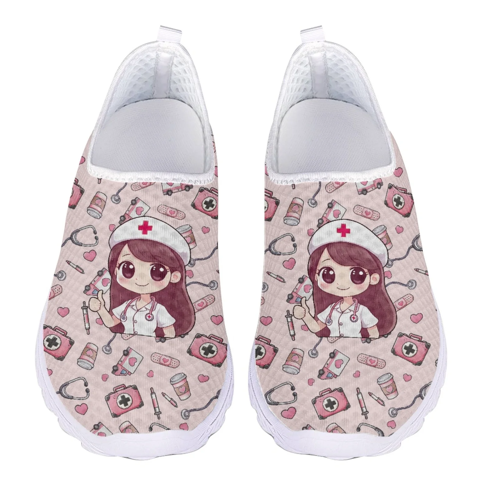 

Лето 209, лоферы с принтом медсестры, женские кроссовки для бега, слипоны на плоской подошве, женская повседневная обувь с сеткой, женская пляжная обувь