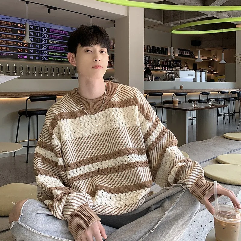 Suéter sex de Malha trada com Corte Solto, Decote Redondo, Estilo Casual de Rua, Versátil para Jovens