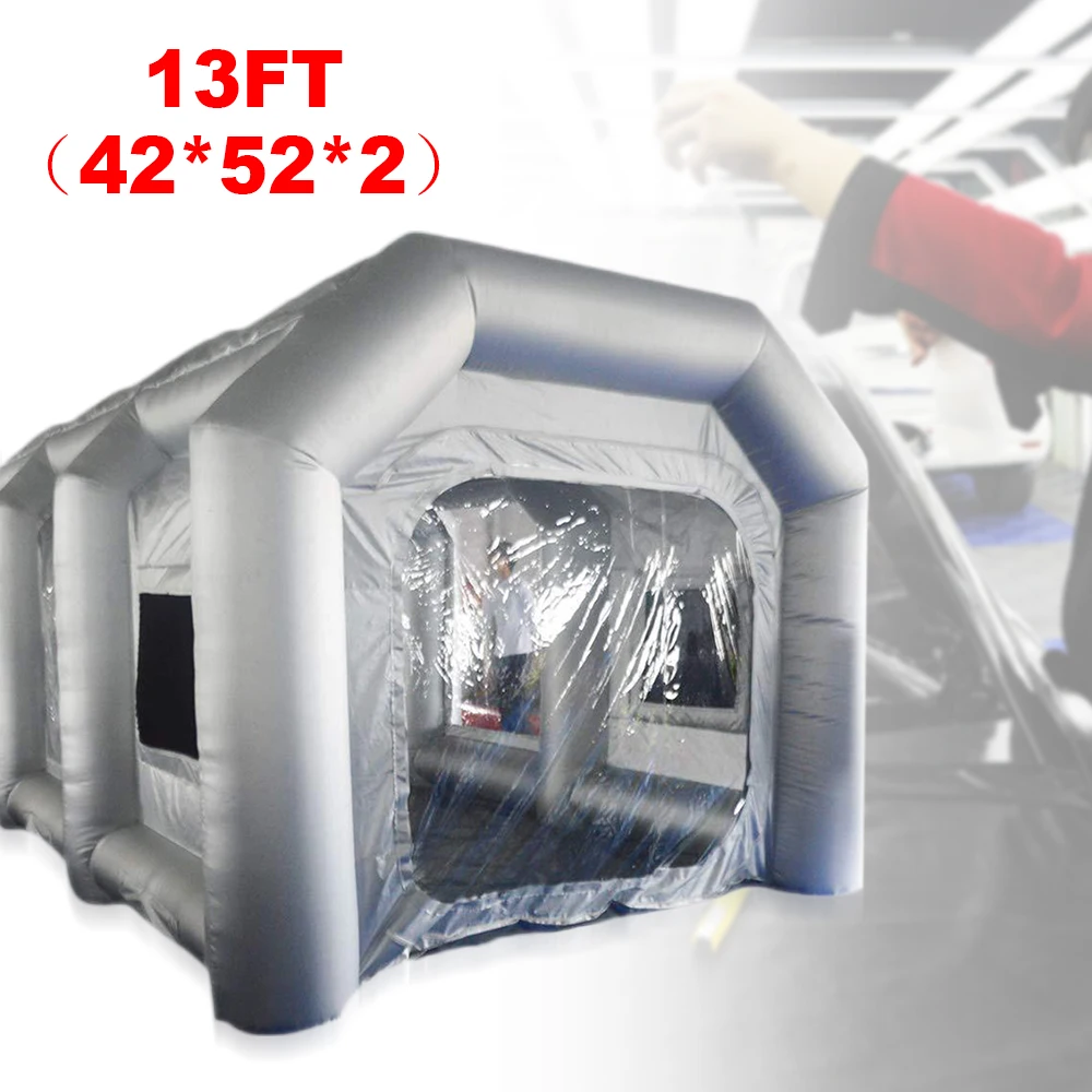 Tragbare aufblasbare Lackierkabine 13,12×8,2×7,22ft – Verbessertes aufblasbares Spritzkabinenzelt mit Filtersystem, klarem Fenster und Reißverschlusstür für Auto, Motorrad, DIY-Lackierung,