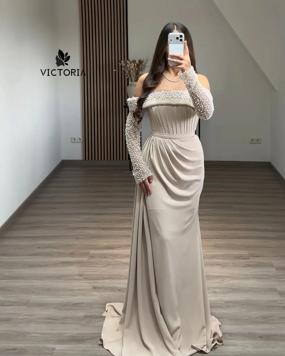 Off The ShoulderThree Quarter Sleeve Prom Dresses 2026 Evening Dresses Elegant Floor-Length Customized Party D Customized
