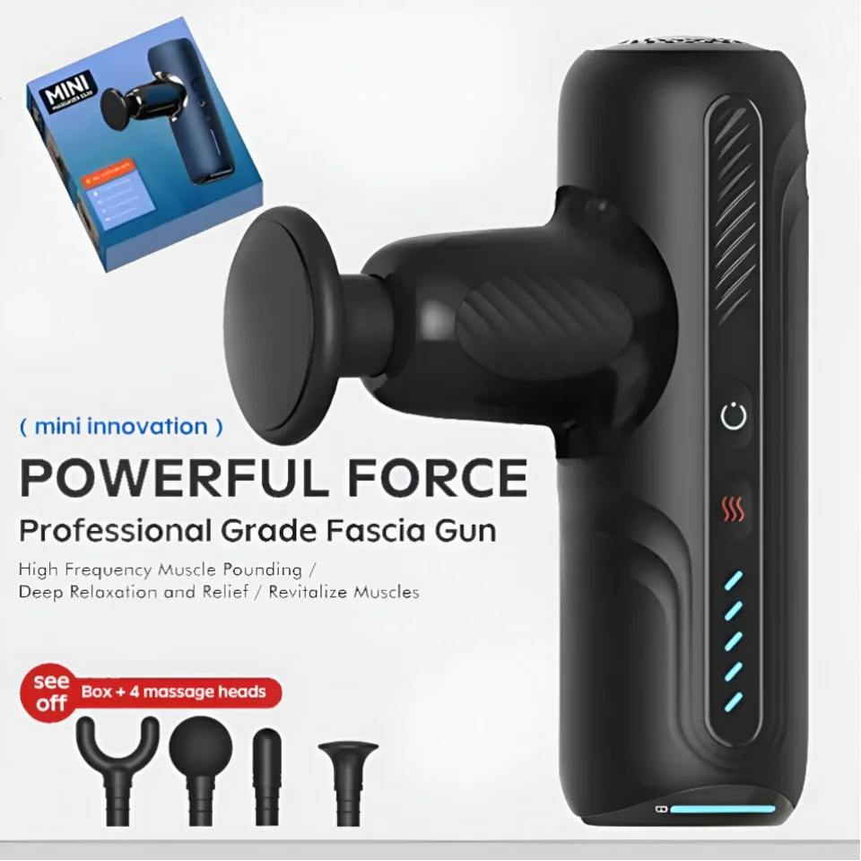 

Электрический массажный пистолет для фасции, массажер для глубоких тканей лица, 4 головки, руки, спина, нога, расслабляющий мышцы тела, спины, руки, спорт, фитнес