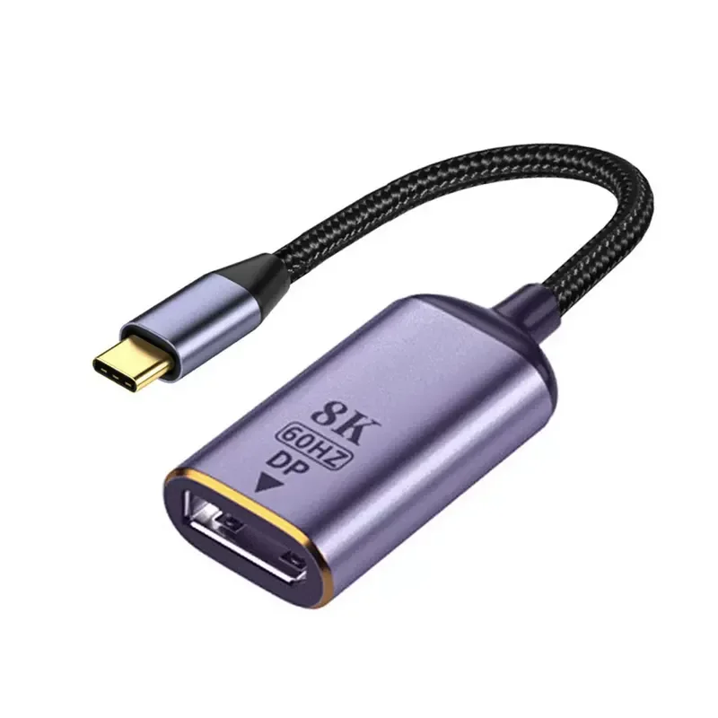 Type C to DP Female Adapter 8K@60Hz USB C Female to HDMI Male Short Cable Unidirectional Audio Video Converter DP Mini 8K