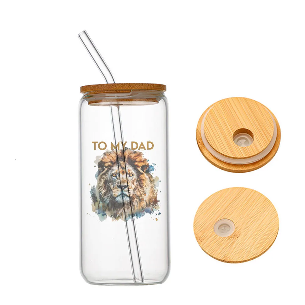 

Dad Gifts from Daughter To My Dad Glass For Heat Resistant High Drinking Cup With Straws Lids 16 oz