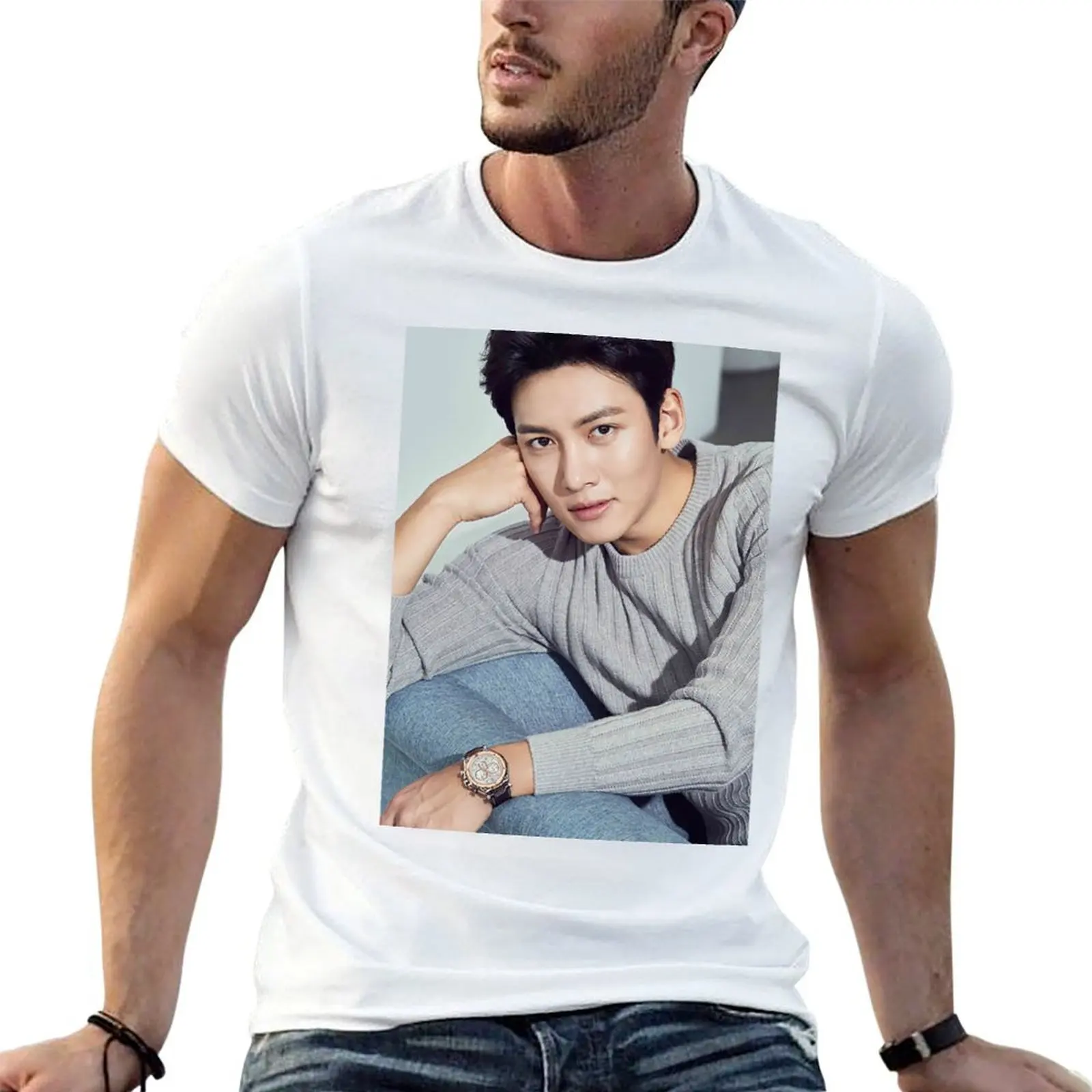 Ji Chang Wook T-Shirt blue archive kawaii clothes plain black t shirts men