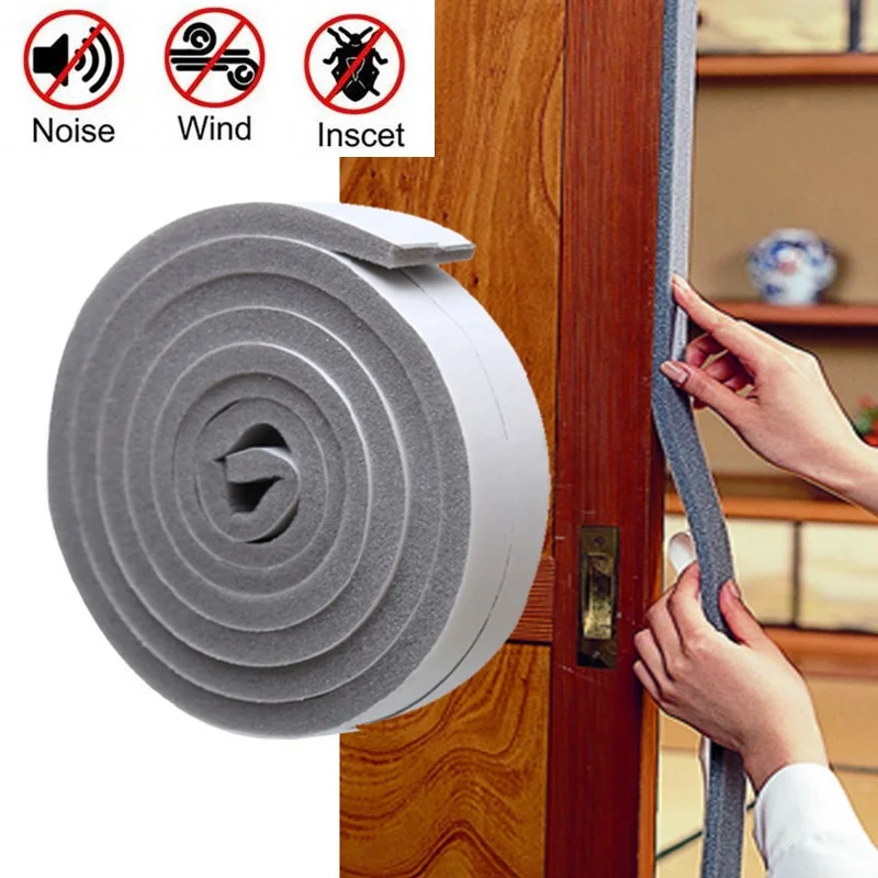 2 Rolls Door Window Sealing Strips Sound-Proof Foam Back Noise Insulation Excluder Tape Dust-proof Strip