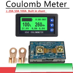 Miernik kulombowy 50A 100A Lifepo4 ołowiowo-kwasowy litowo-jonowy wyświetlacz mocy ładowania monitorowanie baterii 12V 24V 36V 48V 60V BMS