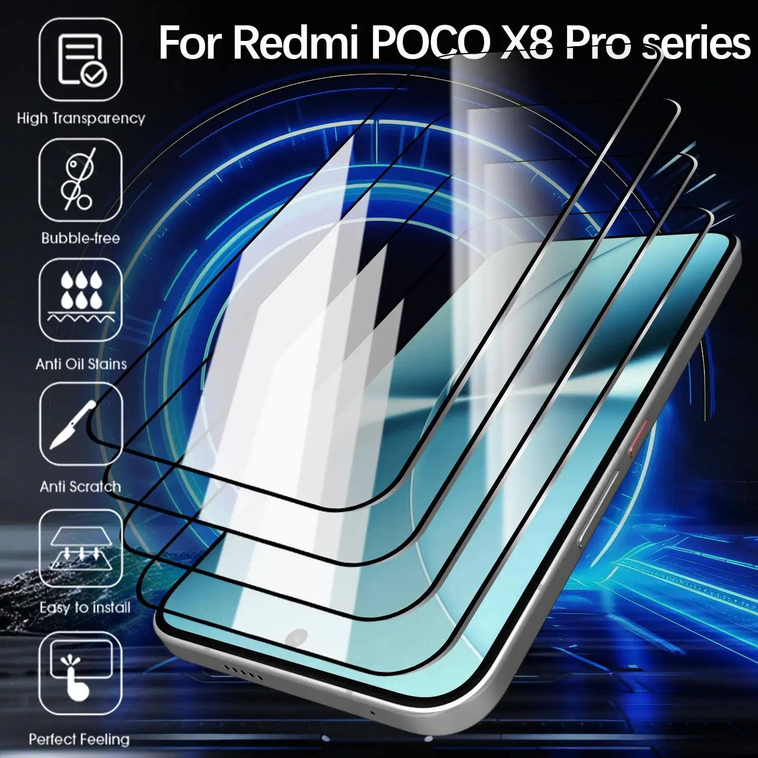 

Dust Free Easy Installation Glass For Redmi POCO X8 Pro Max Tempered Glass Screen Protectors For Redmi Turbo 5 Accessories