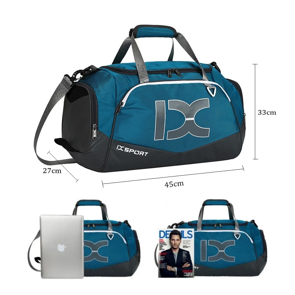 Borsa sportiva da palestra, borsa da viaggio con tasca per oggetti asciutti e bagnati e scomparto per scarpe, per donne e uomini, borsa da weekend impermeabile da 40 litri per fitness