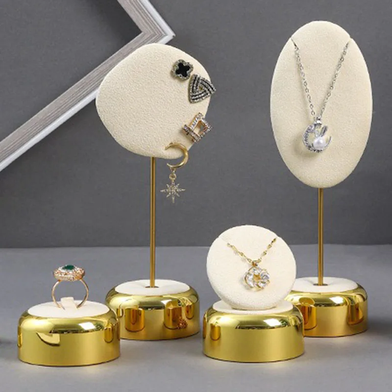 

Metal Jewelry Display Stand Velvet Earrings Ring Displays Holder Luxury Necklaces Showcases Rack Women Jeweler Organizer Shelves