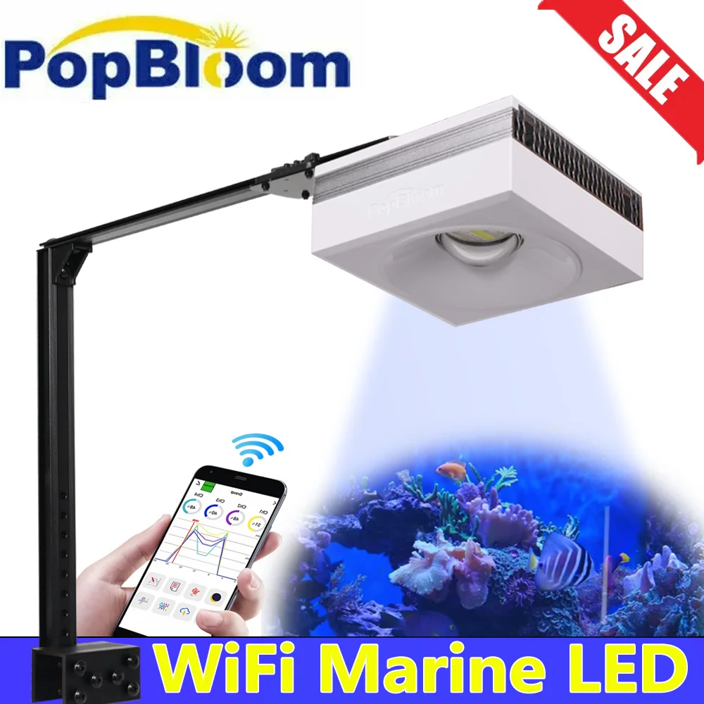 

PopBloom-App Control Saltwater LED Aquarium Lamp Smart Marine Aquarium Light for Reef Grow Fish Tank Light,LPS,SPS,40-60cm,