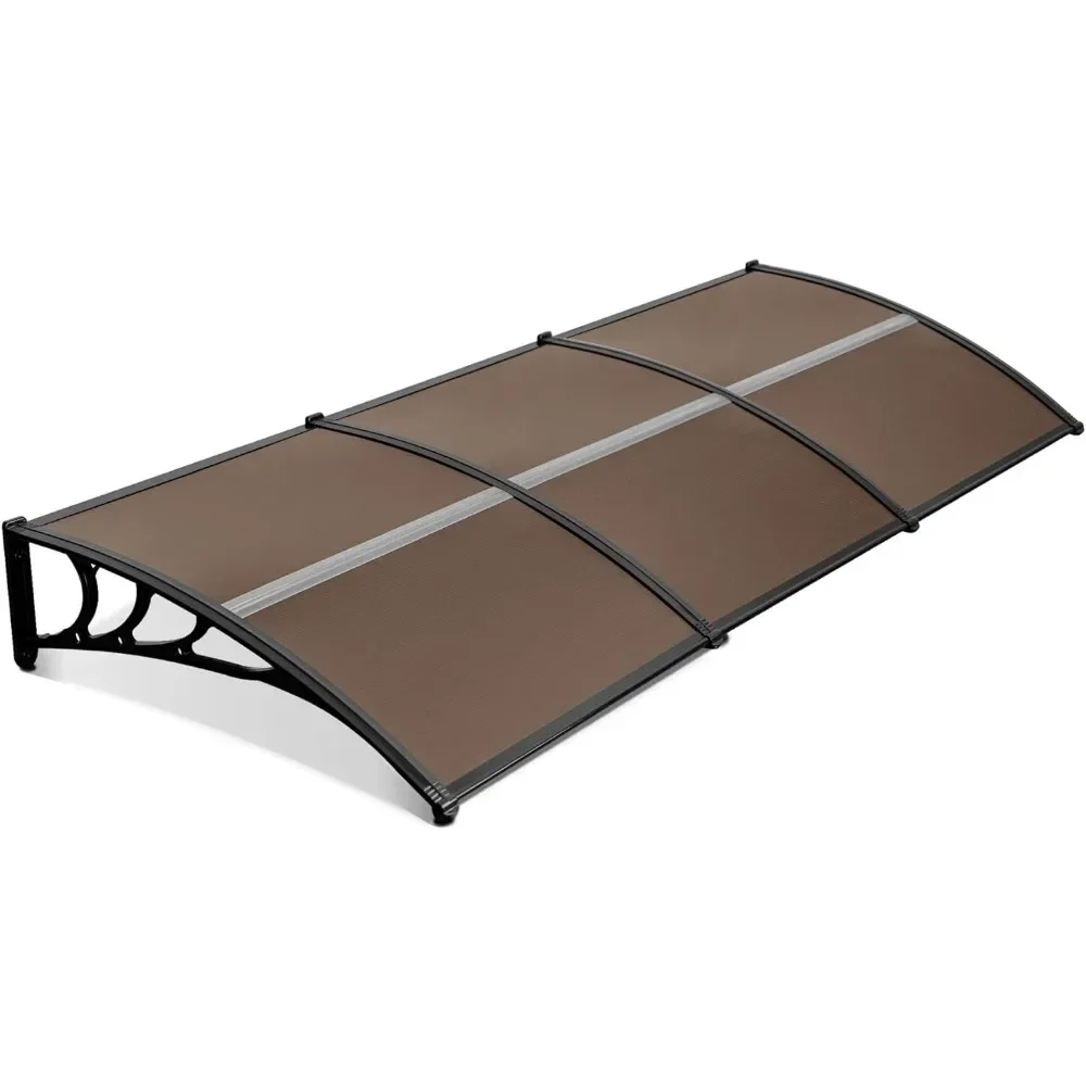 

t Window Awning Outdoor Polycarbonate Hollow Sheet Door Patio Canopy (40''x120'', Dark Brown Canopy/Black Bracket）