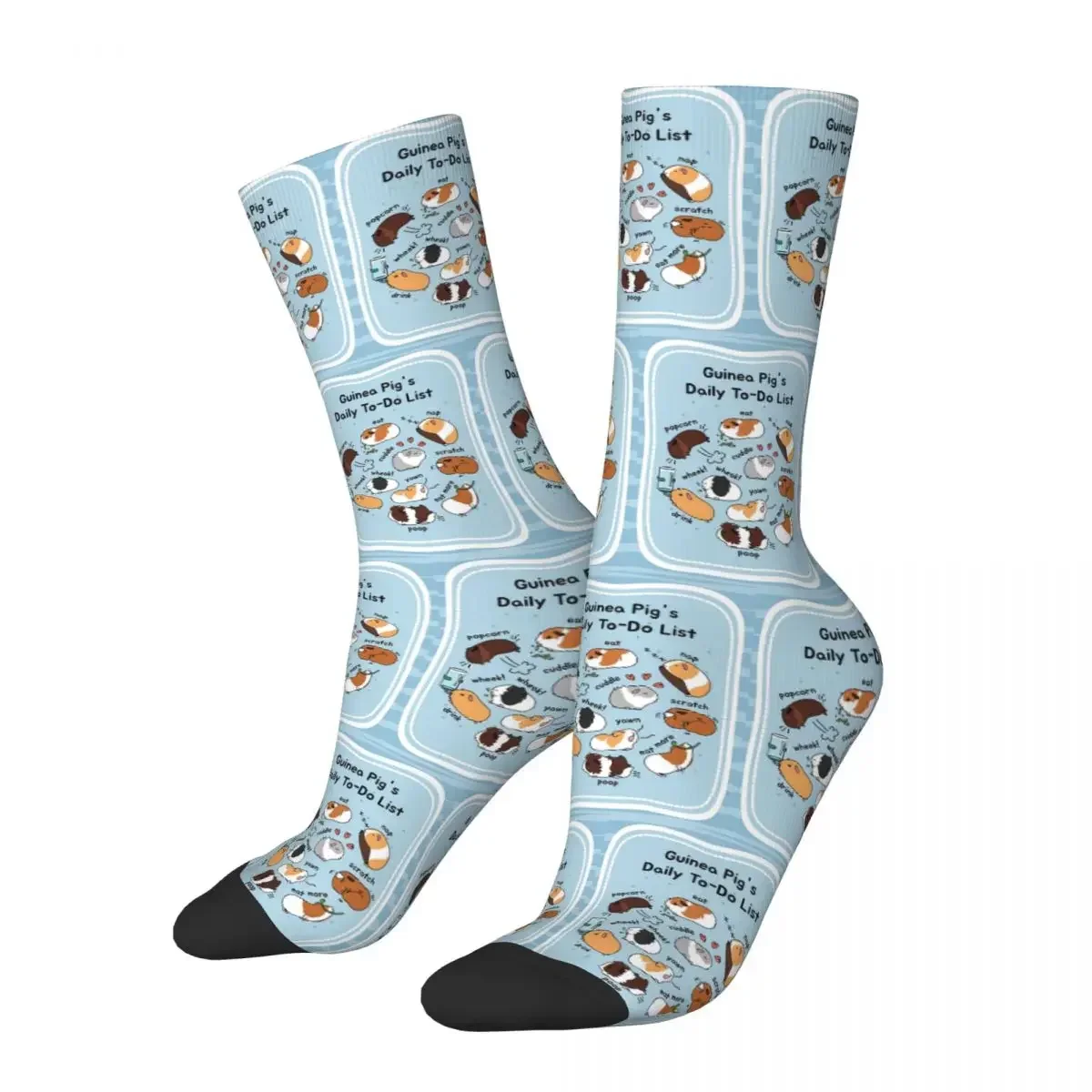 Guinea Pig Daily To-Do List - Blue Background Socks Harajuku High Quality Stockings All Season Long Socks for Man Woman's Gifts