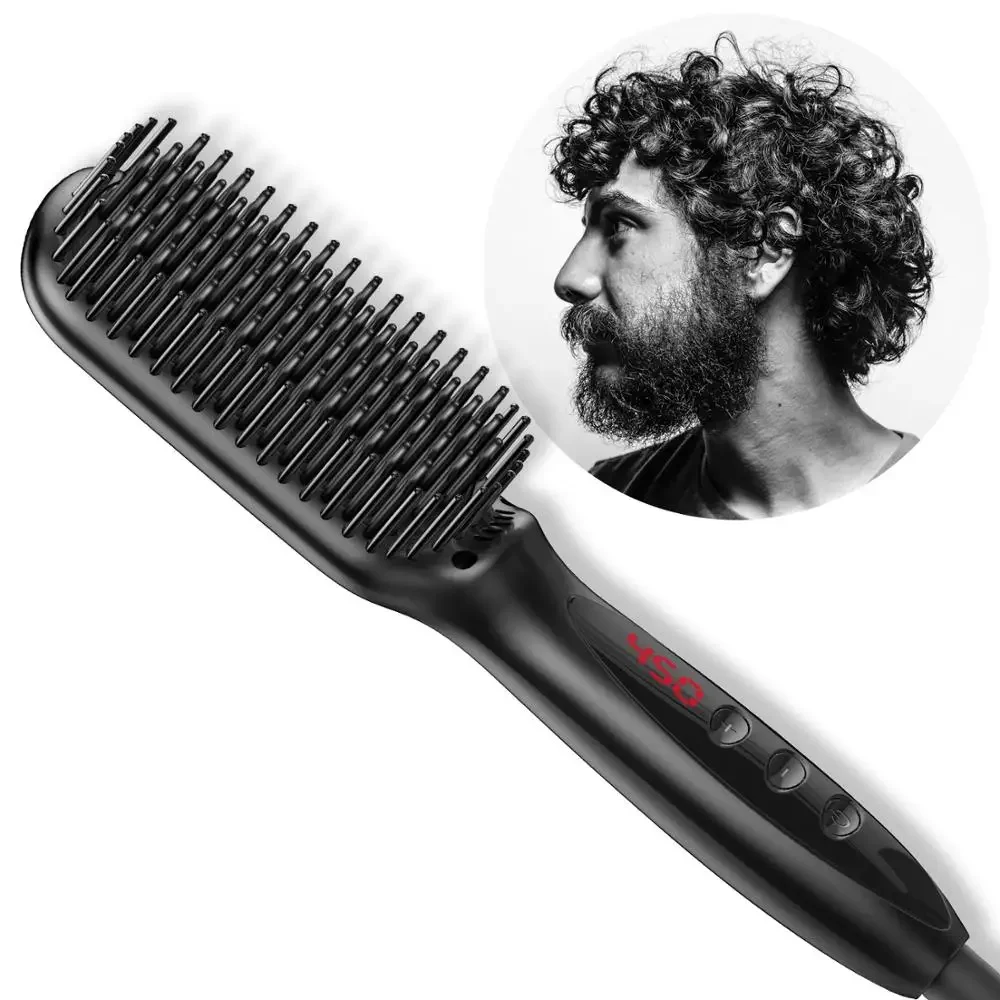 Heating Straightening Comb Hair Straightener Brush Men Quick Beard Straightener Brush Beard Comb Styling Iron Smoothing Comb