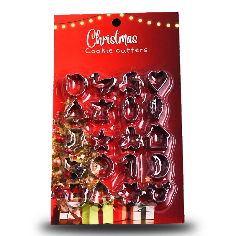 

20 шт., набор рождественских формочек для печенья из нержавеющей стали, мини-форма для выпечки для печенья, овощей и праздничных десертов