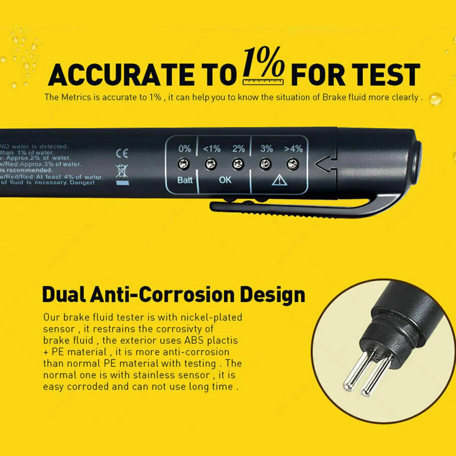 Universal Brake Fluid Tester Accurate Oil Quality Diagnostic Tools LED Indicator Liquid Testing Pen Automotive Brake Oil tester