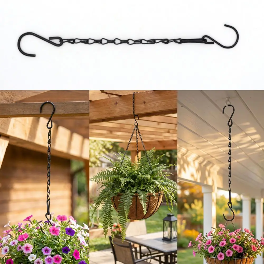 10Pcs Twisted Double Hook Hanging Baskets Chains 25cm Adjustable Flower Pot Hanger Chain Durable Iron Garden Decoration Chains