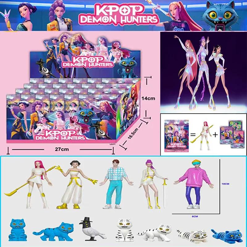 데빌 헌터 24개 신규 애니메이션 K팝 인형 비닐 장난감 루미 미라 조이 캐릭터 비닐 마스크 박스 포함 수제 생일 선물 팬클럽 선물