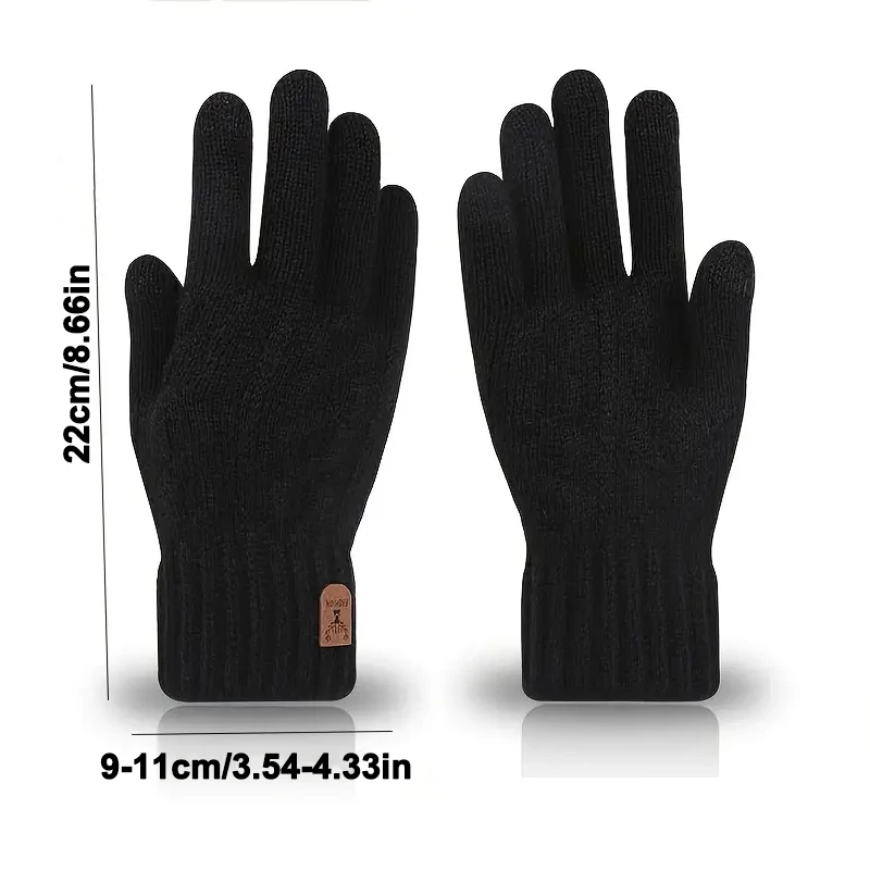 2024 WinterNEW Men Knitted Gloves Touchscreen High Quality Mitten Thicken Warm Wool Cashmere Solid Color Cycle Business Gloves