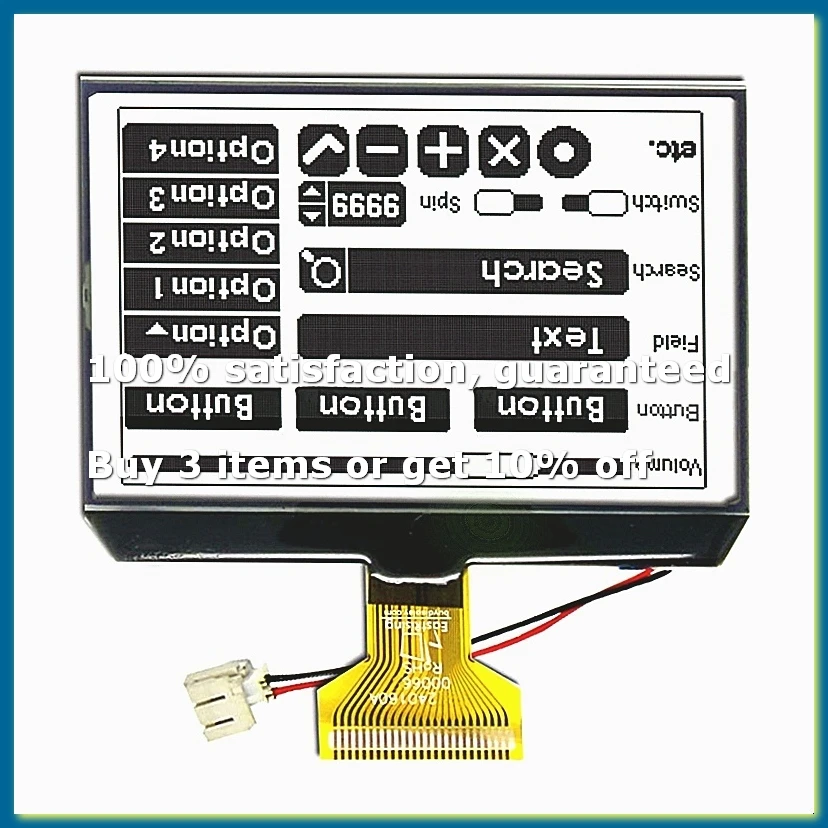 3.4inch 240x160 Dot Matrix LCD Display Serial Interface Black on White Free Backlight Connector-DT30