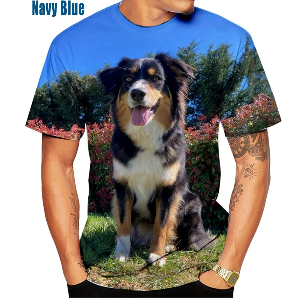 Unisex Cute Dog 3D-Druckmuster Top  Border Collie  T-Shirt Freizeitkleidung Sport T-Shirt