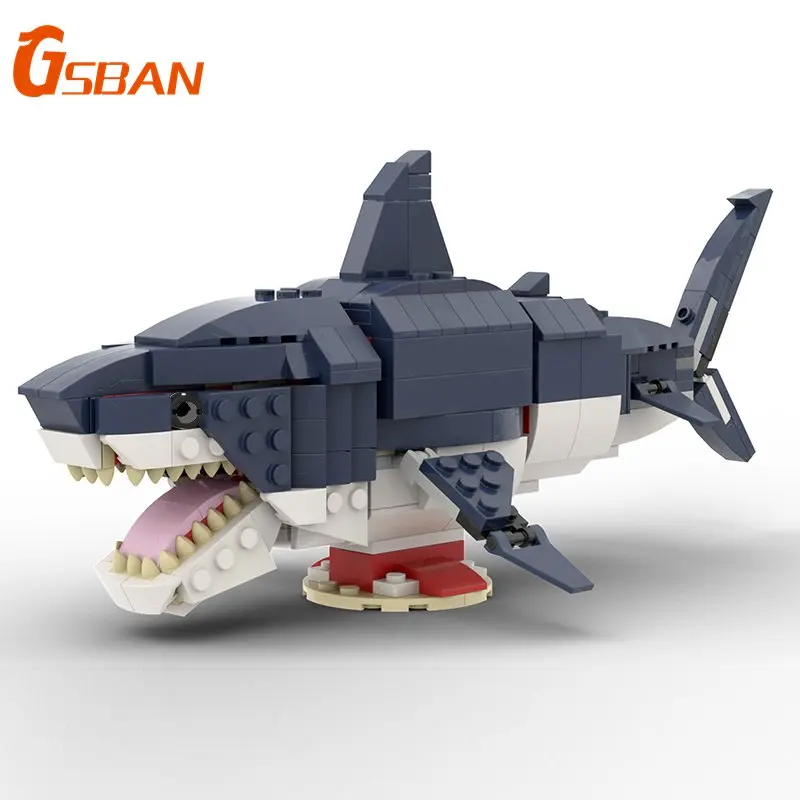 Ideas GSBAN MOC animales tiburón Megalodon criaturas marinas 602 Uds ladrillos Juguetes de bloques de construcción para niños juguete educativo