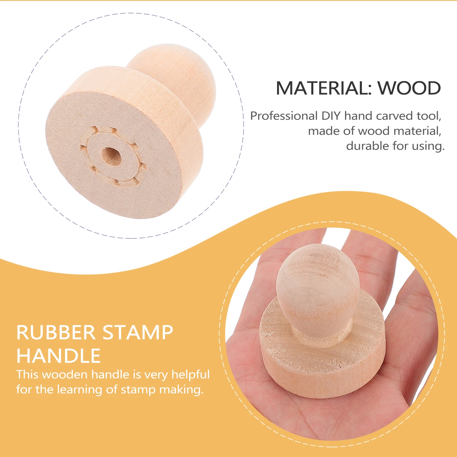 

5Pcs SolidWoodHandle RoundShape LightweightPortable ScrapbookStamps WoodHandle Accessory DIYSealTools RubberStampCraft