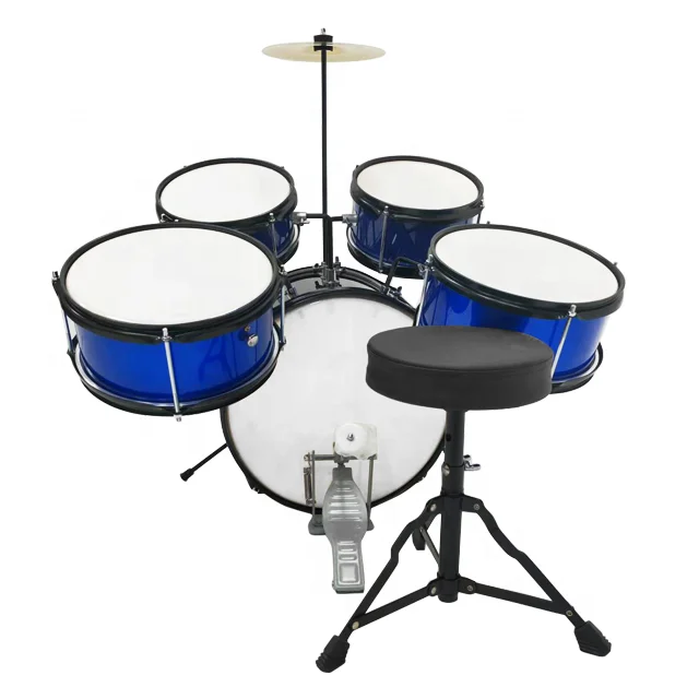 Blue Color Customized 5 Pieces Tom Toms Connect Bass Drum Kids Drum Set Children Jazz Drum Set view 2