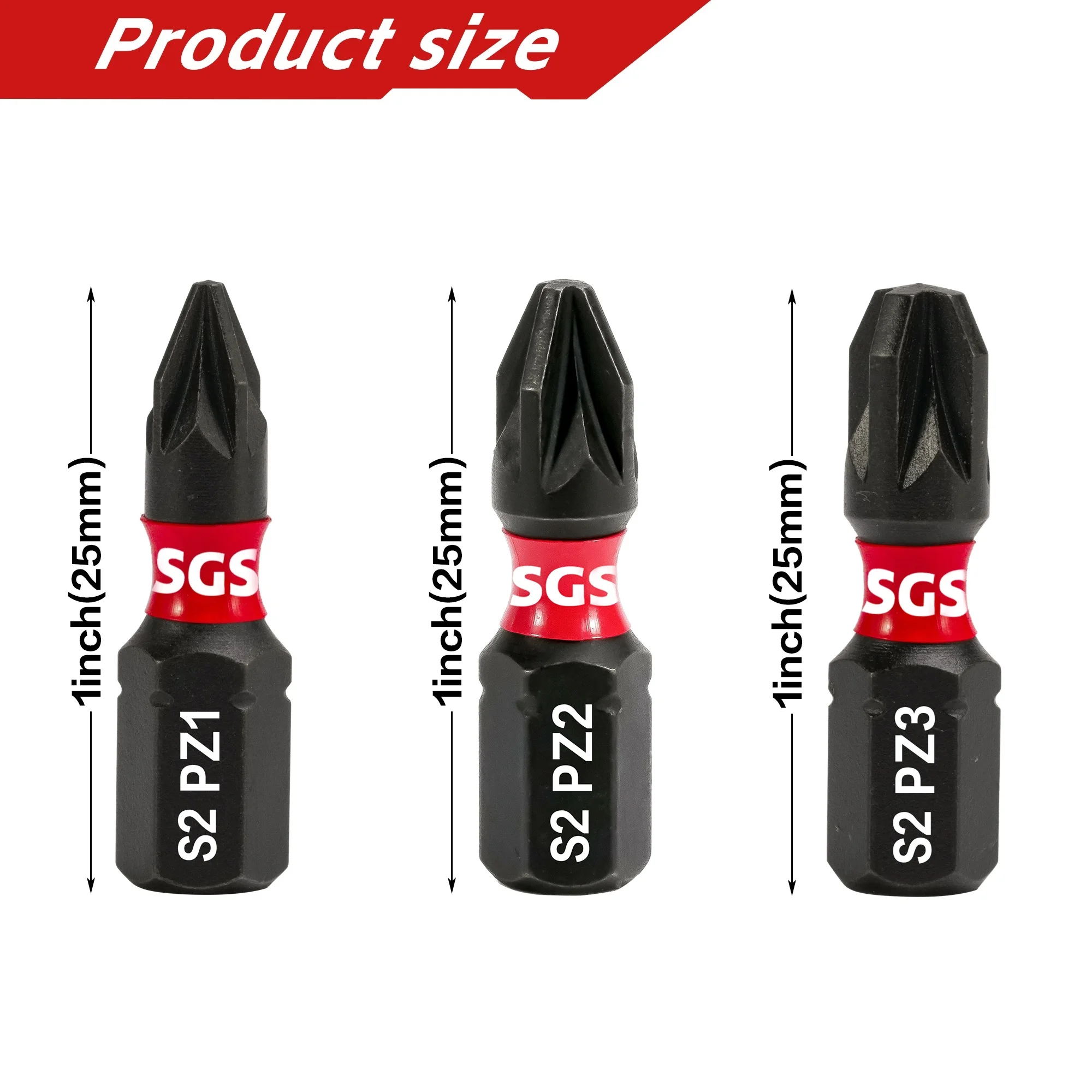 Titanium Steel! Super Practical 20-Piece Set of Pz1/Pz2/Pz3 Multi-Model Impact Bits, S2 Steel Magnetic Electric Screwdriver Bits, 25mm Short Version with Box, Suitable for Electric Drills / Impact Drivers view 4