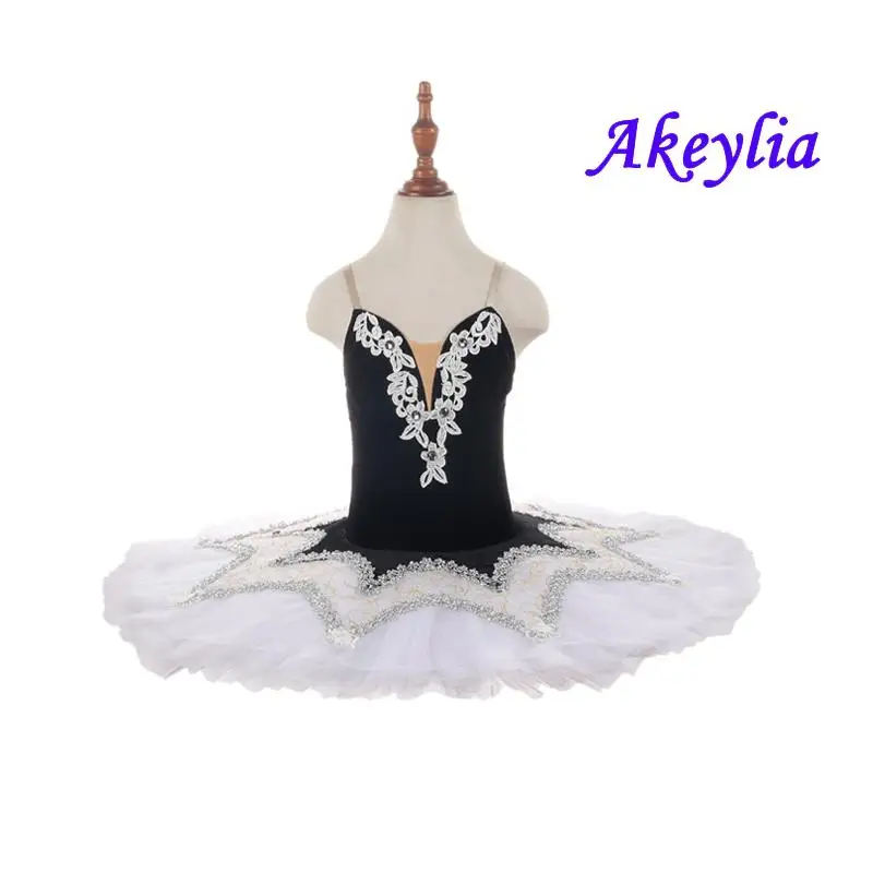 

Black white ballet tutu clown practice pancake for girl pre-professional stage costumes Children ballerina dance adult BLST20036