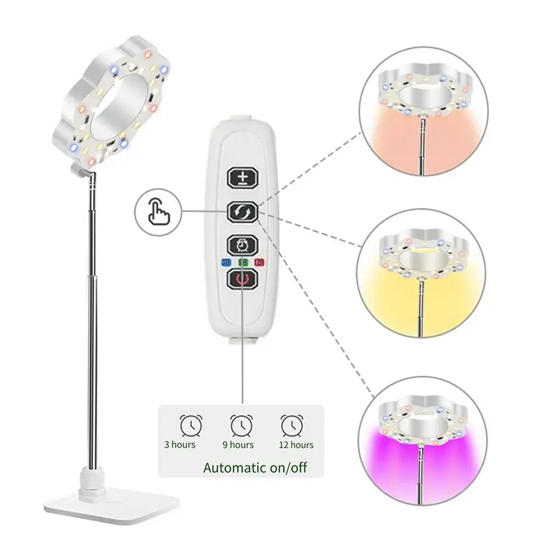 Lampes de culture pour plantes d'intérieur, lumière LED à spectre complet avec support amovible, avec minuterie automatique, AT29-2X