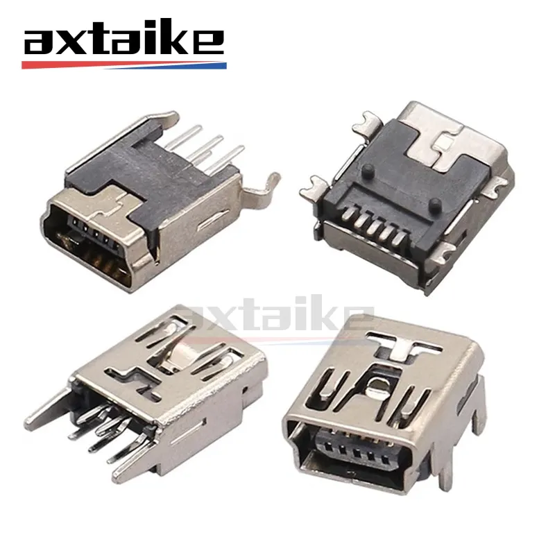 20PCS Mini USB Type B 5Pin Female Socket Right Angle Sinking plate DIP SMD 90 180 Degree Jack Connector Plug-in Data Interface