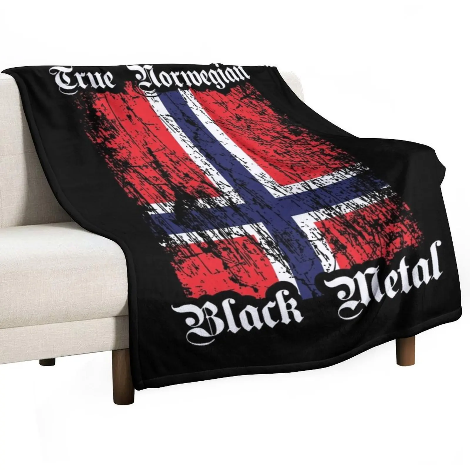 True Norwegian Black Metal - Norwegian flag upright Throw Blanket Winter beds Blankets Sofas Of Decoration Thins Blankets