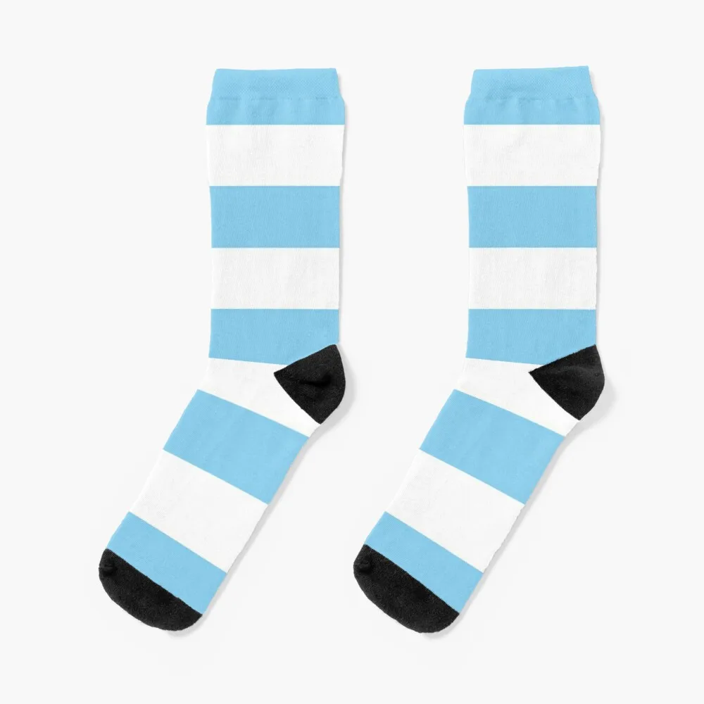 Medium BABY BLUE and WHITE Horizontal STRIPES Socks Sock Christmas