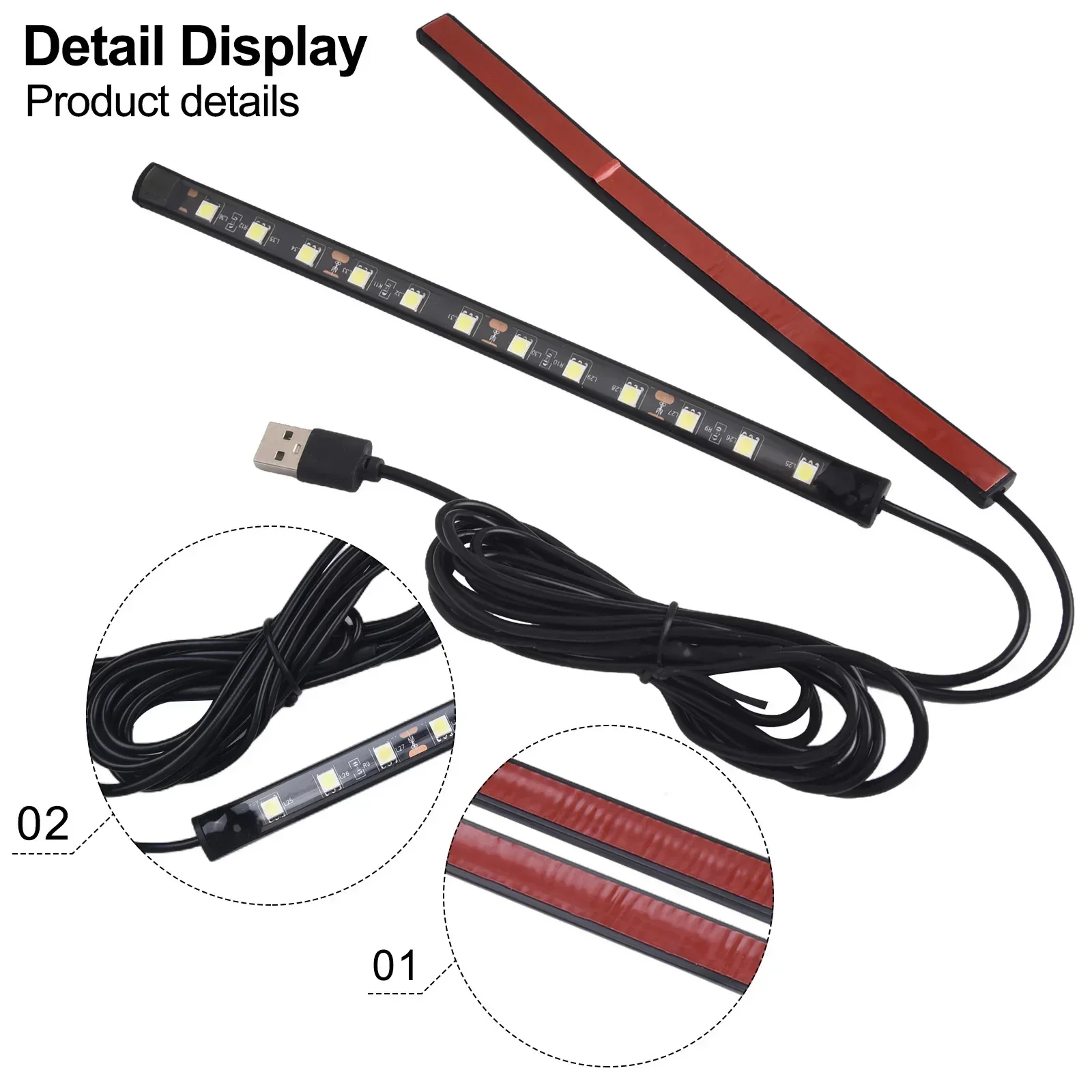 New LED Foot Light Strip Lamp White 1.3 Meters*2 12V 4.8W Black+Transparent Blue Ice Blue Pink Purple Red SMD5050