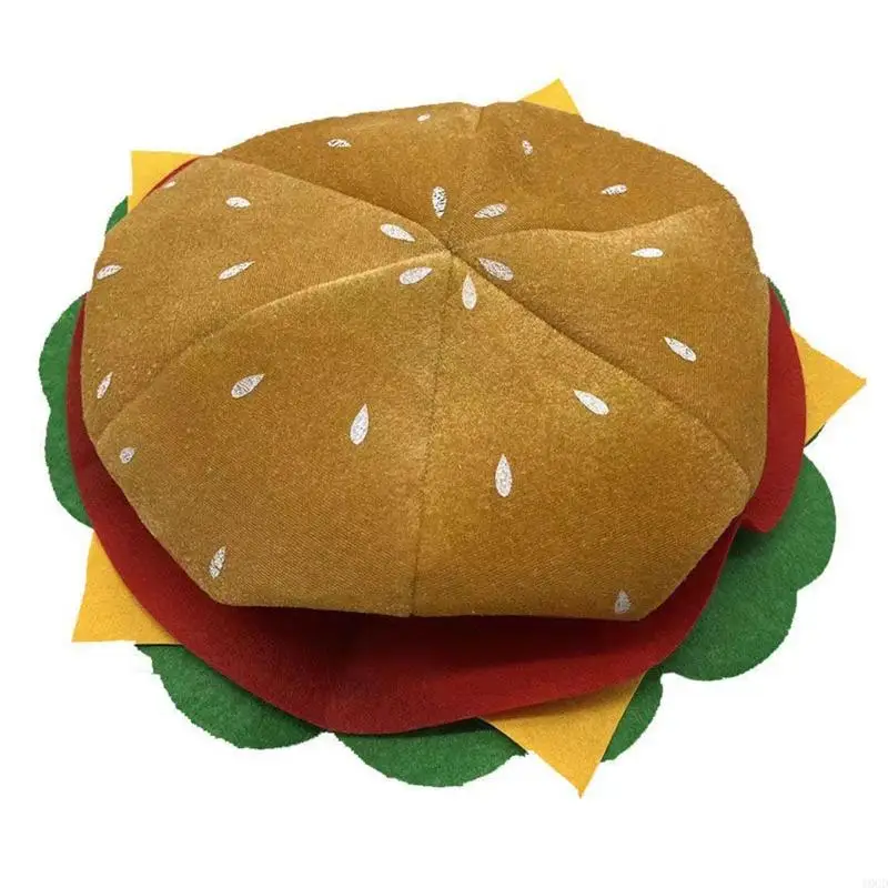 10CD ​Hamburger Shaped Hat Funny Fast Headgear Party for Halloween Cosplay