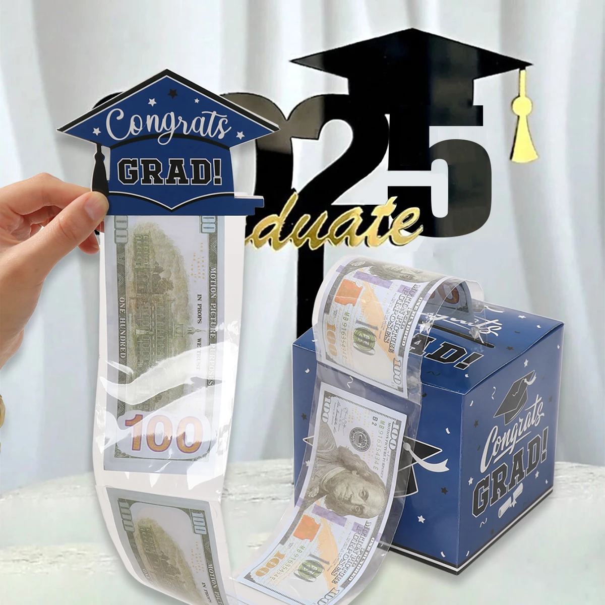 1set Happy Graduation Cash Gift Box Funny Pumping Money Gift Box Creative Gifts for 2025 Class Graduate Hat Ceremony Decoration view 2